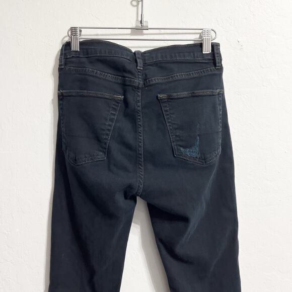 NSF Jeans Denim 26 Skinny Slim Distressed Black Dark Blue Navy Wash Raw Hem - Picture 6 of 7